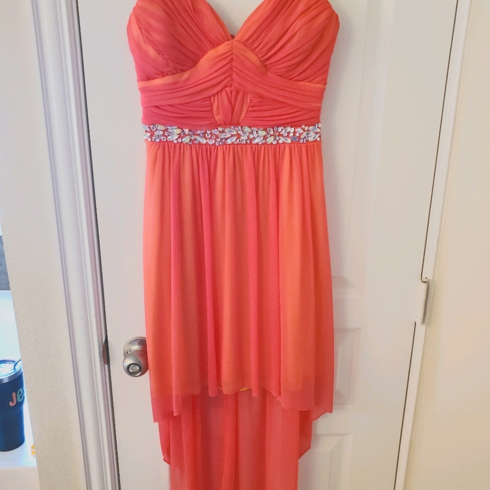 High low, strapless dress